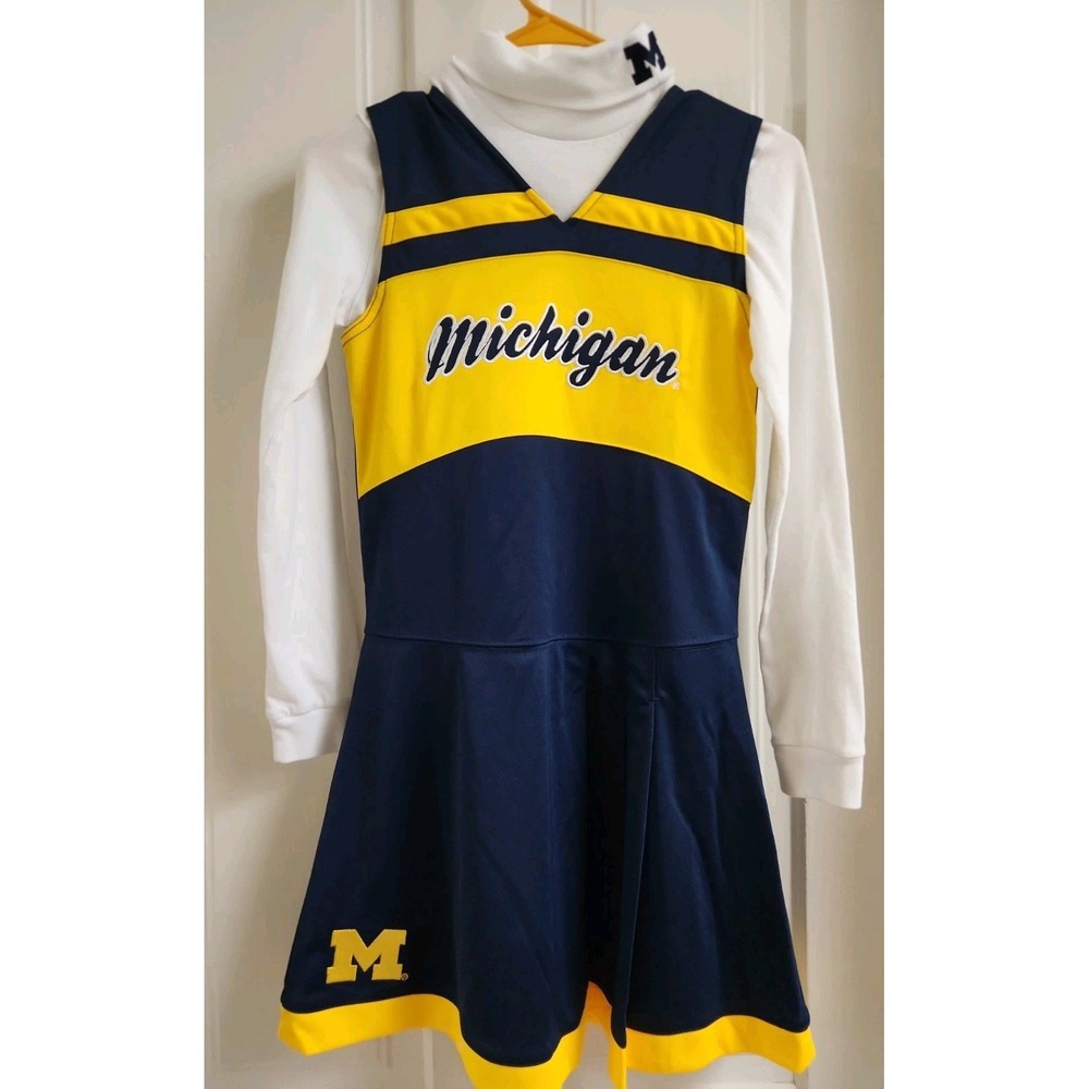 Gen2 Michigan Wolverines Youth Cheerleader Dress 2 Piece Outfit M 10/12 Navy